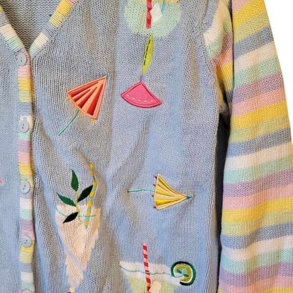 Vintage The Quacker Factory Women's Light Blue Cocktail Cardigan Size M - Picture 6 of 6